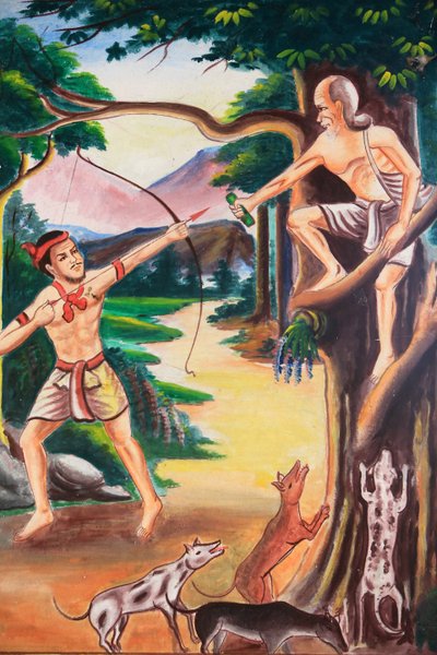 Ceiling Artwork Depicting the Life of Buddha by Unbekannt