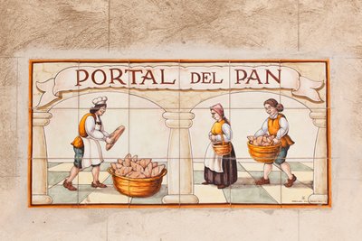Ceramic Tile Painting of 17th or 18th Century Bread Seller