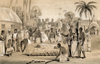 Ceremony of Burning a Hindu Widow with the Body of Her Late Husband by Unbekannt