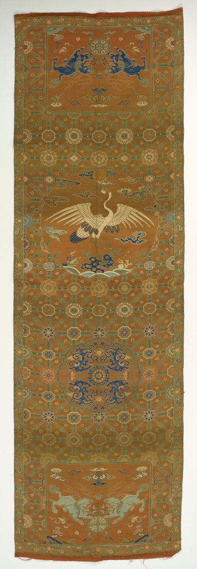 Chair Cover with a Crane, Lions, Dragons, Auspicious Symbols and Floral by Unbekannt