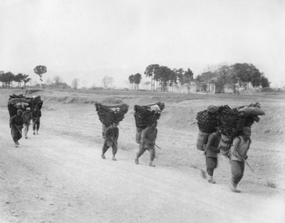 Charcoal bearers on the road to Peking, China, late 19th or early 20th century by Unbekannt