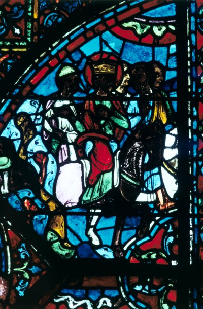 Charlemagne Leaves Spain, Stained Glass, Chartres Cathedral, France by Unbekannt