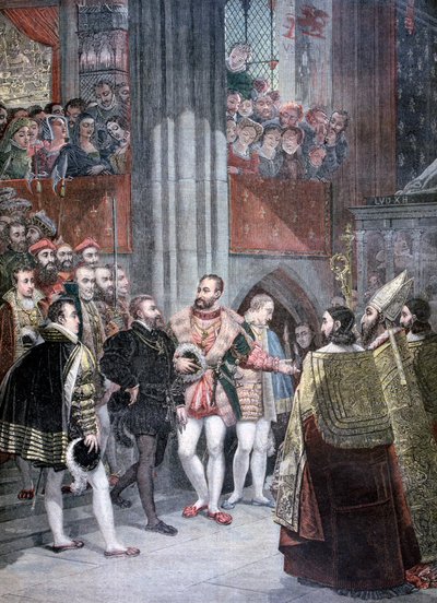 Charles I and Charles Quint in the Basilica of Saint Denis, Paris by Unbekannt