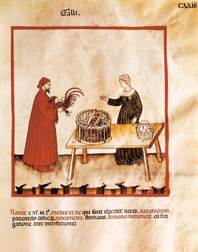 Chicken in a wicker cage (miniature) by Unbekannt