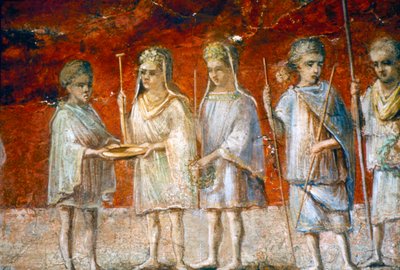 Children in religious procession, Roman wall painting from Ostia, c2nd-3rd century by Unbekannt