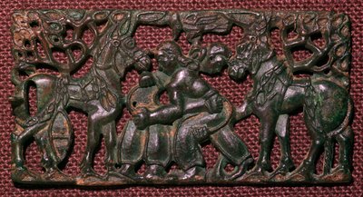 Chinese Bronze Harness-Plaque of Wrestling Men, 5th Century BC by Unbekannt