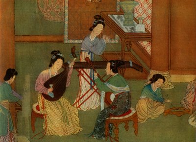 Chinese Lute Pi-pa, Moon Guitar Yue-chin and Table Zither Tchin (detail) by Unbekannt