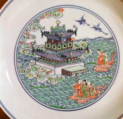 Chinese porcelain dish showing the Taoist triad, 18th century by Unbekannt