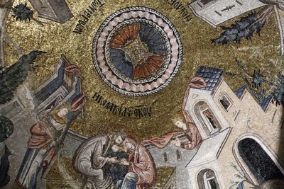 Chora Church Museum: Mosaic Depicting the Virgin Mary Receiving Love from Her Parents Joachim & Anne, Istanbul, Turkey by Unbekannt