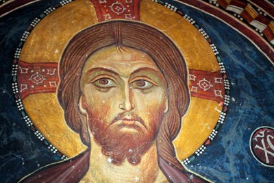 Christ and the Last Judgement (Detail) of the Byzantine Fresco from the Narthex Vault of the Church of Asinou, Last Judgement Scene, 14th Century (1332) UNESCO, World Cultural Heritage Site, Troodos Region, Cyprus by Unbekannt