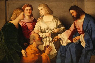Christ Giving the Keys to Saint Peter by Vincenzo Catena, Madrid Spain by Unbekannt