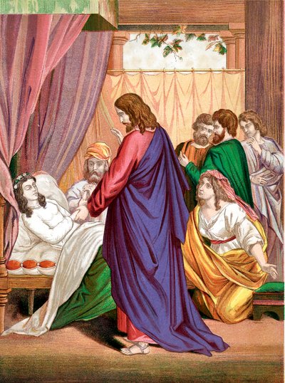 Christ raising the daughter of Jairus, governor of the Synagogue, from the dead, mid 19th century by Unbekannt
