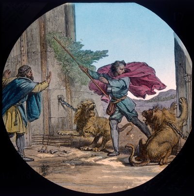Christian Encounters Two Lions, c1910 by Unbekannt