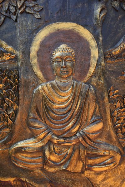 Shakyamuni Buddha Sitting in the Meditation Pose, Chua Thien Lam Go Buddhist Pagoda, Thay Ninh, Vietnam by Unbekannt