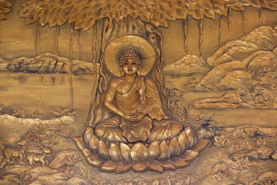 Chua Thiep Long Buddhist Pagoda. Shakyamuni Buddha Sitting in the Meditation Pose. Thay Ninh. Vietnam by Unbekannt