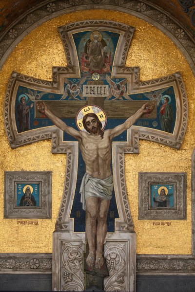 The Crucifixion, Facade Mosaic, Church of the Saviour on Spilled Blood or Church of Resurrection, Saint Petersburg, Russia by Unbekannt