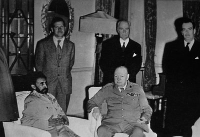 Churchill in Cairo, with Ethiopian Emperor, Haile Selassie by Unbekannt