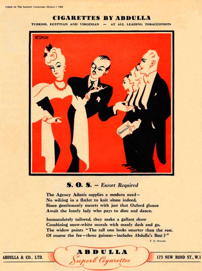 Cigarettes by Abdulla - S.O.S. - Escort Required, 1939 by Unbekannt