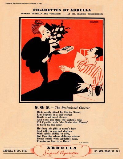Cigarettes by Abdulla - S.O.S. - The Professional Cheerer, 1939 by Unbekannt