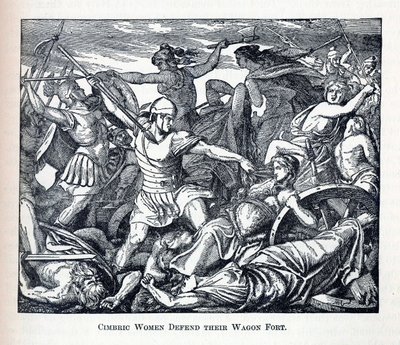 Cimbric Women Defend Their Wagon Fort by Unbekannt