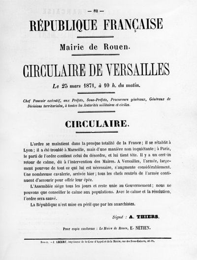 Circulaire de Versailles, from French Political Posters of the Paris Commune by Unbekannt