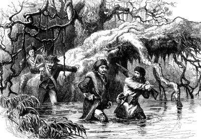 Clark and his soldiers crossing the Wabash by Unbekannt