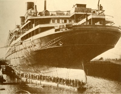 Cleaning the Hull of the Majestic in Dry Dock, c1930 by Unbekannt