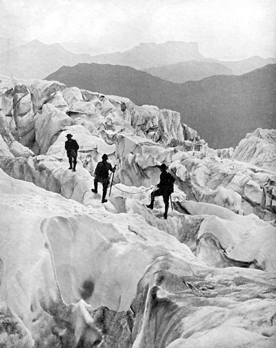 Climbing Through the Bossons Icefall on the Way Up Mont Blanc, Switzerland by Unbekannt