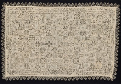 Cloth with One Figure of a Woman Carrying a Cross Surrounded by Floral and Vegetal, 18th Century by Unbekannt