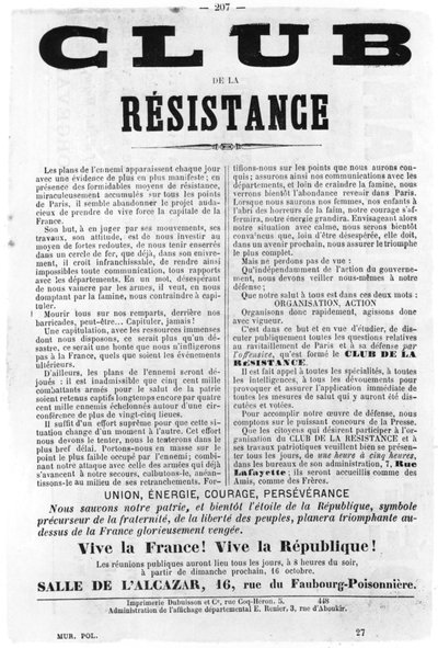 Club de la Resistance, from French Political posters of the Paris Commune, May 1871 by Unbekannt