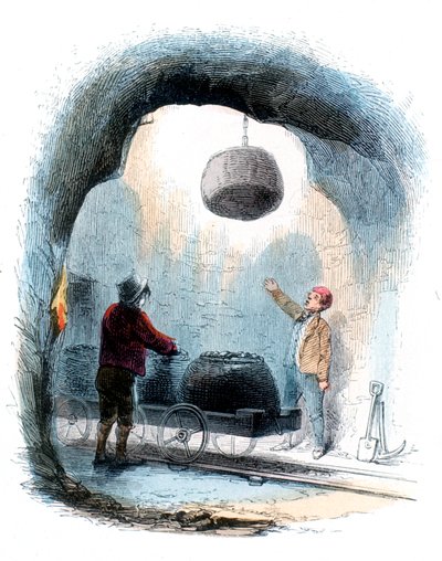 Coal Mining: Sending Baskets of Coal to the Surface of a Mine by Unbekannt