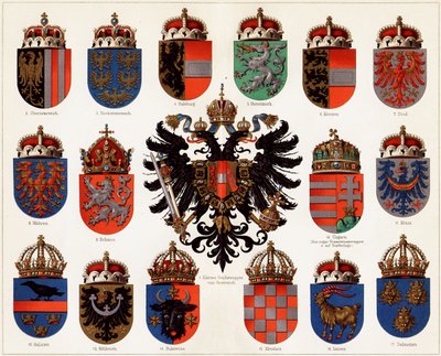 Coats of arms of Counties of Austria-Hungary and small Austrian national coat of arms by Unbekannt