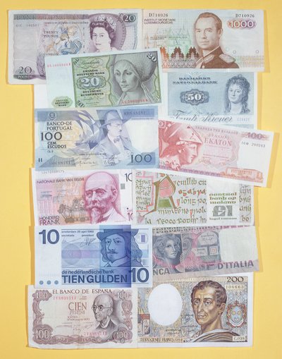 Collection of Late Twentieth Century European Bank Notes by Unbekannt