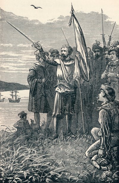 Columbus Takes possession of San Salvador for Spain, 1904 by Unbekannt
