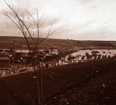Column of Trucks, Verdun, Northern France, c1914-c1918 by Unbekannt