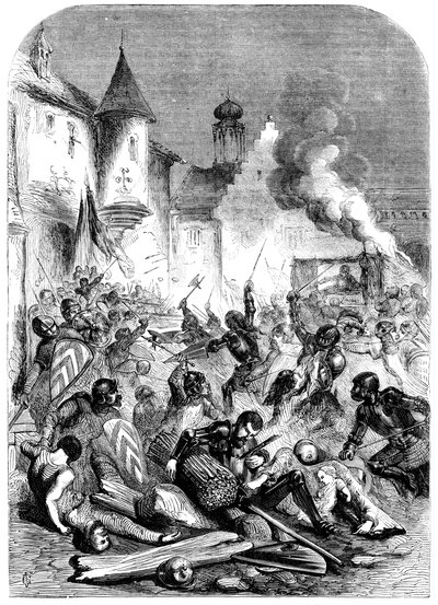 Combat Between English and French Knights in a Square at Limoges by Unbekannt