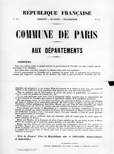 Commune de Paris, from French Political Posters of the Paris Commune, May 1871 by Unbekannt