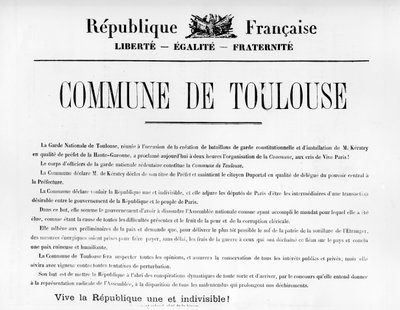 Commune de Toulouse, from French Political Posters of the Paris Commune by Unbekannt