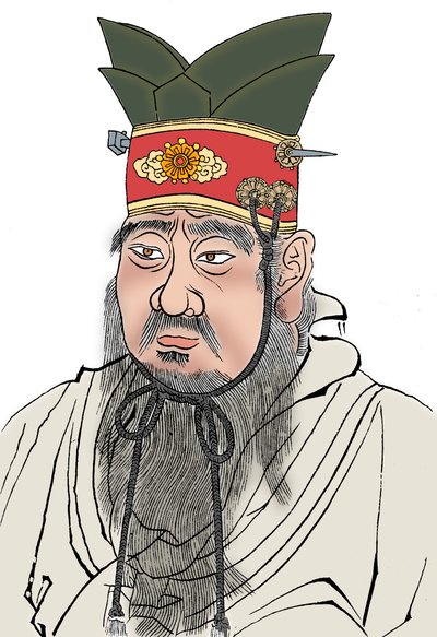 Confucius, Chinese philosopher. From a rubbing of a marble slab in a Confucian temple by Unbekannt