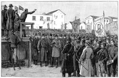 Constabulary Guarding a Government Reporter at a Plan of Campaign Meeting, Ireland, 1887 by Unbekannt