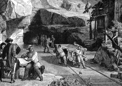 Construction of the St Gotthard Tunnel beneath the Alps, 1880 by Unbekannt