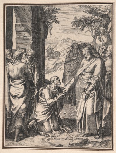 Copy of Cornelis Cort: Christ Giving the Key of the Church to Saint Peter, c1567 by Unbekannt
