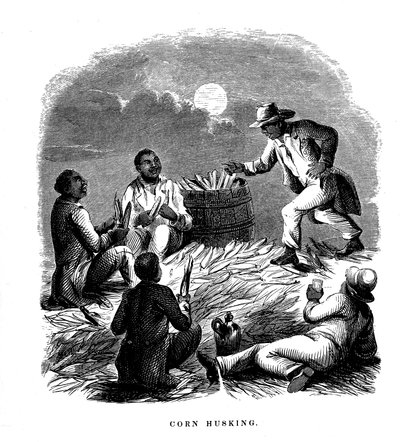 Corn Husking, Black People Labourers Husking Maize, Southern USA by Unbekannt
