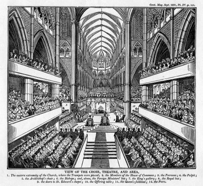 Coronation of King William IV and Queen Adelaide, Westminster Abbey, London, 1831 by Unbekannt