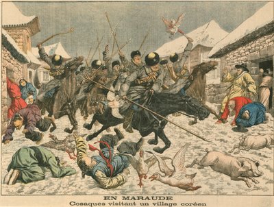 Cossacks Terrorising a Korean Village, Russo-Japanese War, 1904 by Unbekannt