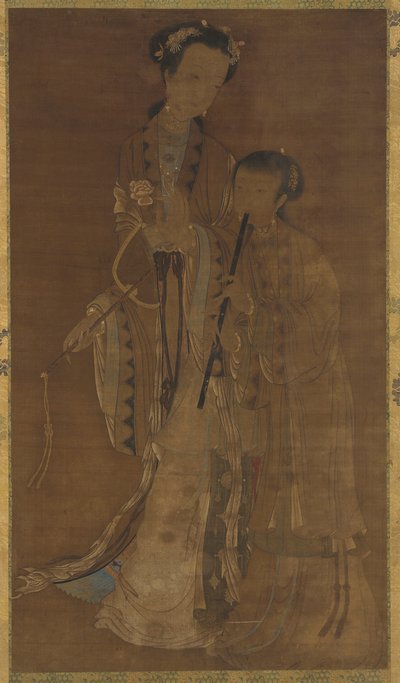 Courtesans with fan and flute by Unbekannt