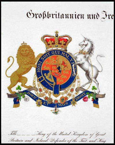 Crest of the King of the United Kingdom of Great Britain and Ireland and Hanover by Unbekannt