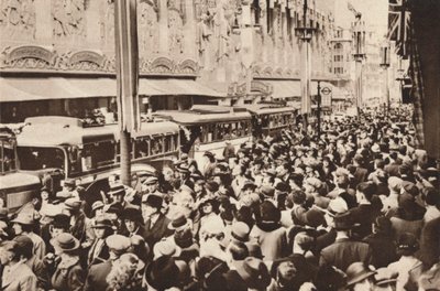 Crowds on Oxford Street During the Bank Holiday Following King George VI