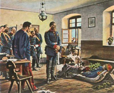 Crown Prince Friedrich Wilhelm with the body of General Douay by Unbekannt