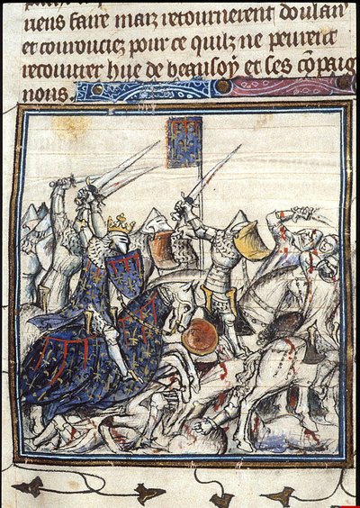 Crusaders and Saracen Fighting during the Third Crusade From the Chroniques de France ou de St Denis by Unbekannt